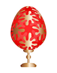 Red easter egg with gold floral pattern.