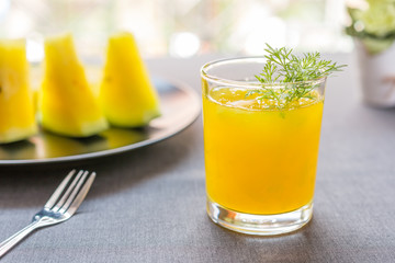 Fototapeta premium Watermelon juice with yellow pulp
