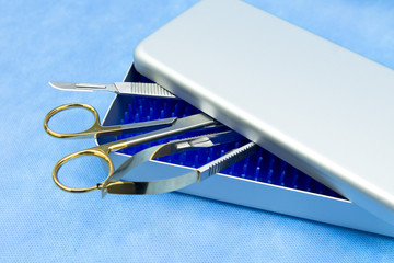tungsten, tray, needles, fine, wrap, sharp, scalpels, surgeon, sterilized, disinfection, forceps,...