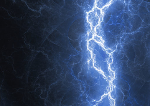 Blue lightning bolt, plasma energy background