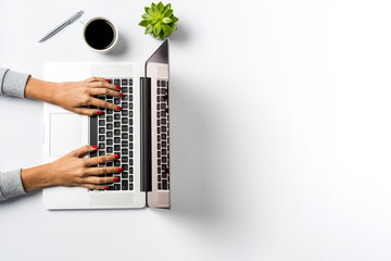 Woman working on laptop 