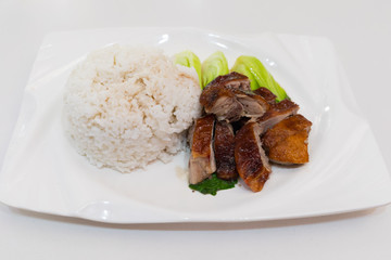 A dish in a Chinese restaurant called - Hong Kong roast duck rice