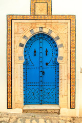 Naklejka premium Traditional blue door in Sidi Bou Said.