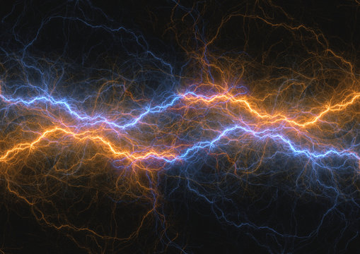 Fite and ice lightning bolt, abstract plasma and power background