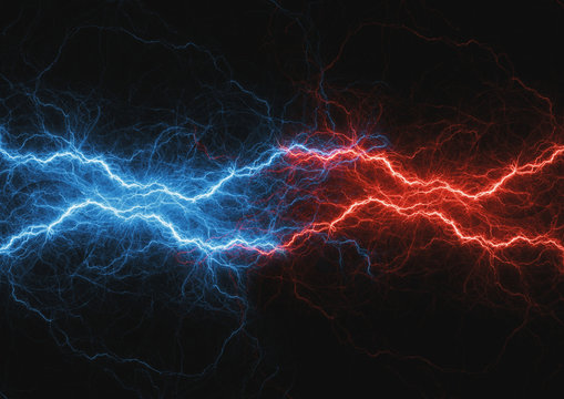 Fite and ice lightning bolt, abstract plasma and power background