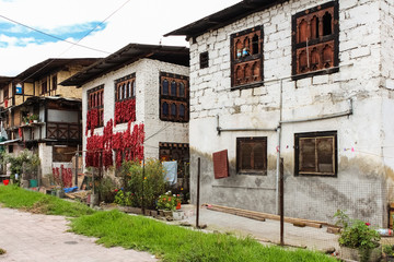 Fototapeta na wymiar Traditional Bhutanese architecture in Paro, Bhutan
