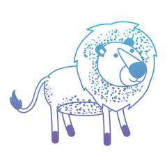 lion cartoon in degraded blue to purple color silhouette vector illustration