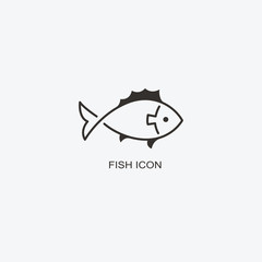 Fish logo template for design. Icon of seafood restaurant. Illustration of graphic flat style