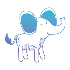 elephant cartoon in degraded blue to purple color silhouette vector illustration