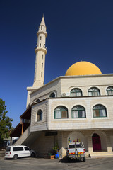 Big beautiful mosque in kfar Tavor - arab town at the mount Tabor (Har Tavor). Israel. 