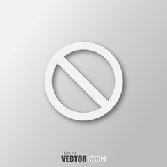 Stop icon in white  style with shadow isolated on grey background.