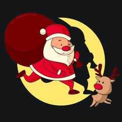 Santa Claus and Reindeer Make Sure Christmas Gifts Arrive on Time 