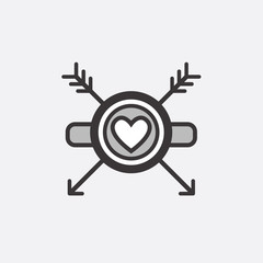 Obraz premium Decorative icon for Valentine's Day. Graphic romantic element Heart and arrow. Logo love vector illustration