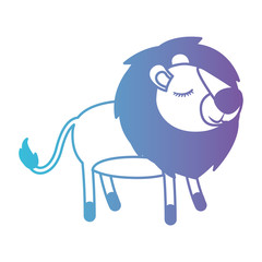 lioness cartoon with closed eyes expression in degraded blue to purple color silhouette vector illustration