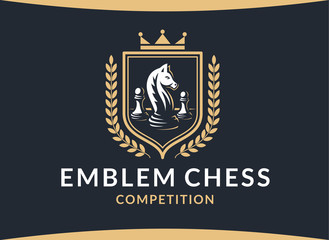 Chess competition emblem - vector illustration, logo design on a dark background