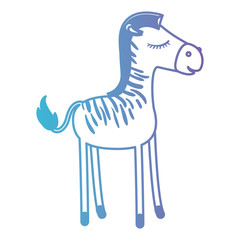 female zebra cartoon with closed eyes expression in degraded blue to purple color silhouette vector illustration