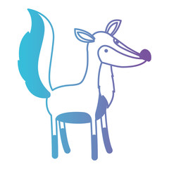 fox cartoon in degraded blue to purple color contour vector illustration