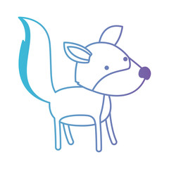 wolf cartoon in degraded blue to purple color contour vector illustration
