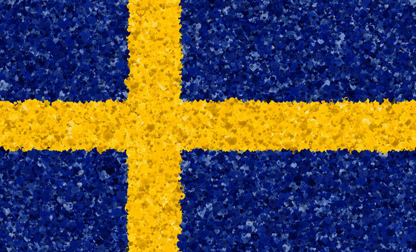 Illustraion of Swedish Flag with a heart pattern