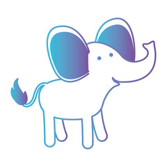 elephant cartoon in degraded blue to purple color contour vector illustration