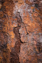 Old metal surface covered with rust as background