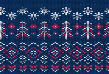 Knitted seamless pattern for sweater. Winter background vector