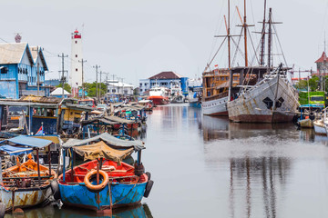 Old harbor with lighthouse in Semarang Indonesia © Hilda Weges