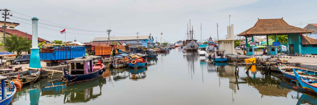 Old harbor with lighthouse in Semarang Indonesia