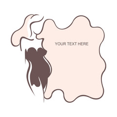 Sporty fit woman in the gym. Picture of a beautiful sexy girl with dumbbells in her hands. Vector illustration of a graphic outline silhouette