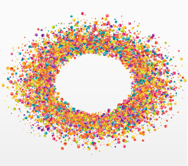 Colorful celebration background with confetti. Bubble for text. - obrazy, fototapety, plakaty
