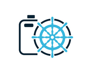 Ship and Boat Helm Steering Wheel and Line Art Camera Photography Symbol Logo Vector