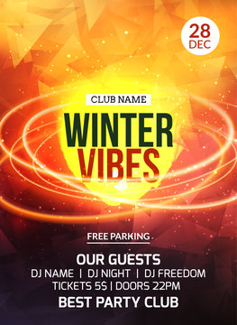 2018 new year winter party celebration flyer design template. Holiday invitation party poster card for music event in night club