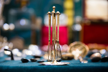 Miniature champagne and kitchen whisk - vintage metal stirrer