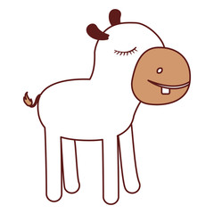 female hippopotamus cartoon with closed eyes expression in color sections silhouette vector illustration