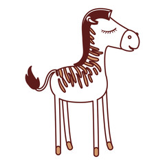 female zebra cartoon with closed eyes expression in color sections silhouette vector illustration