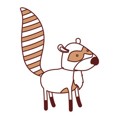 raccoon cartoon in color sections silhouette with thick contour vector illustration