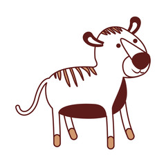 tiger cartoon in color sections silhouette with thick contour vector illustration