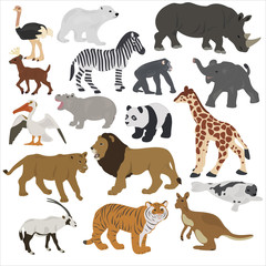 Naklejka premium Collection of African animals on a white background