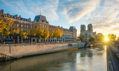 Fotobehang Notre dame de Paris and Seine river in Paris, France © Production Perig