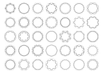 Twisted round calligraphic frames set abstract design elements