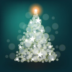 Christmas background with tree made of stars