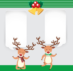 Banner template with two cute reindeers