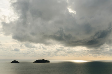Fototapeta na wymiar Island and Mountain with cloudy and sunset time at Trad province Thailand.