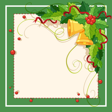 Border template with bells and mistletoes