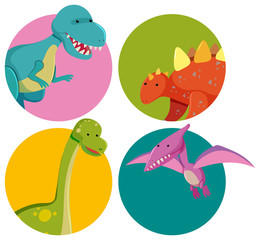 Fototapeta na wymiar Sticker designs with cute dinosaurs