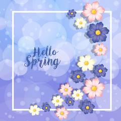 Border template wtih blue and pink flowers