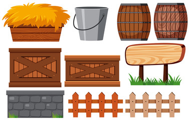 Gardening set with fences and hay