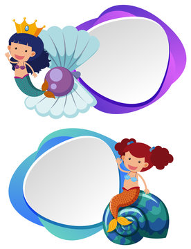 Two border templates with cute mermaid