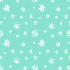 Seamless background template with snowflakes on blue sky