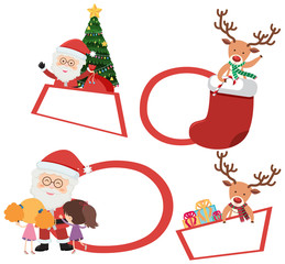 Christmas labels with Santa and reindeer